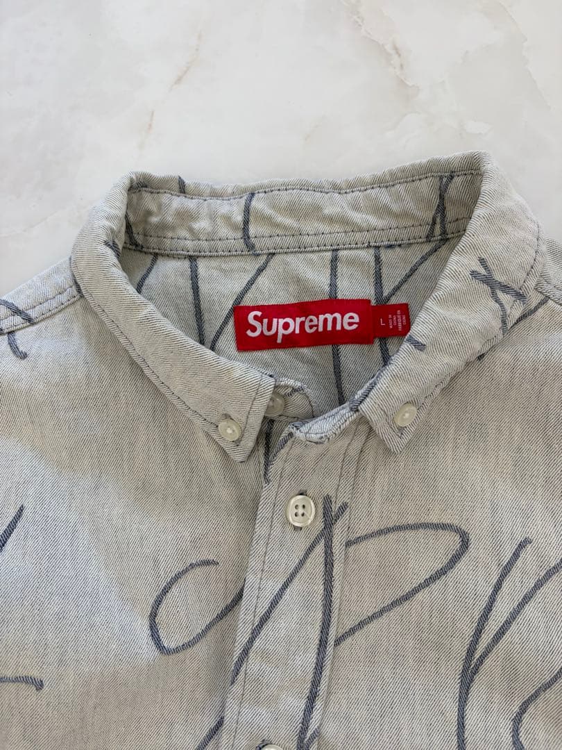 Supreme デニムシャツ Lサイズ グレー