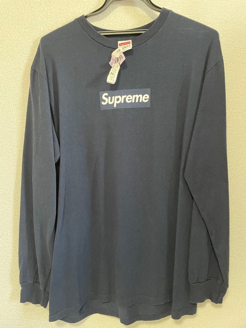 クリーニング済　Supreme Box Logo L/S Tee Navy