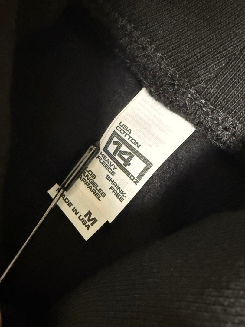 新品 ロサンゼルスアパレル ロスアパ 14オンス ヘビーウェイト パーカー 黒