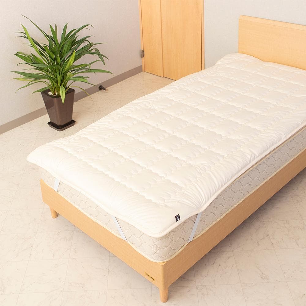 【新品未使用】丸三産業 洗えるベッドパッド コットン100％ セミダブル キナリ