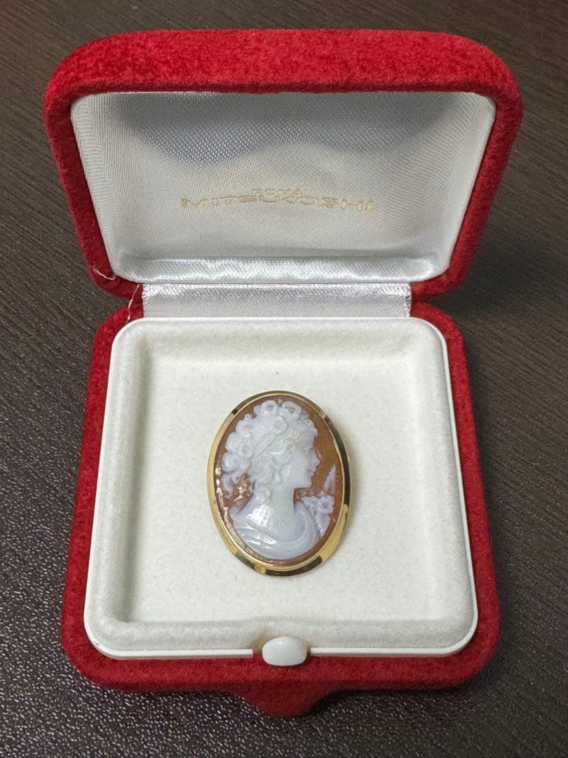 w*o様 ヴィンテージ　シェルカメオ　ペンダント　ブローチ　ゴールド　K18 7
