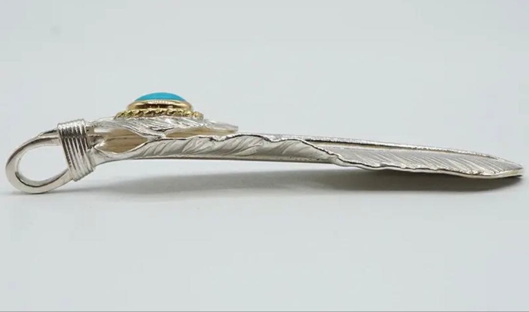 ゴローズ goro's 現行 シルバーハート金縄目ターコイズ付特大フェザー 右