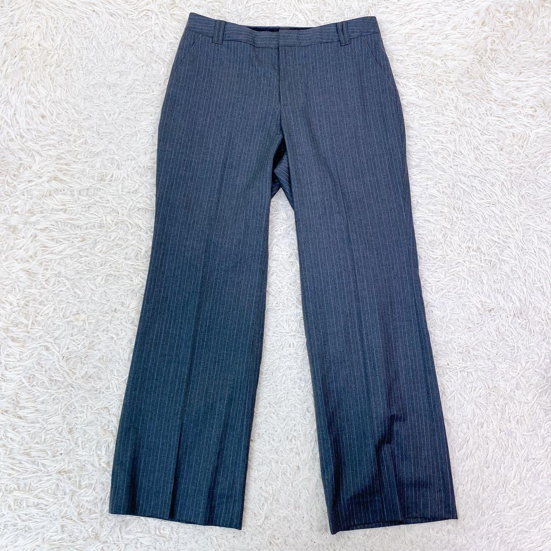 【美品】ニューヨーカー　高級シルクブレンドストライプセットアップパンツスーツ