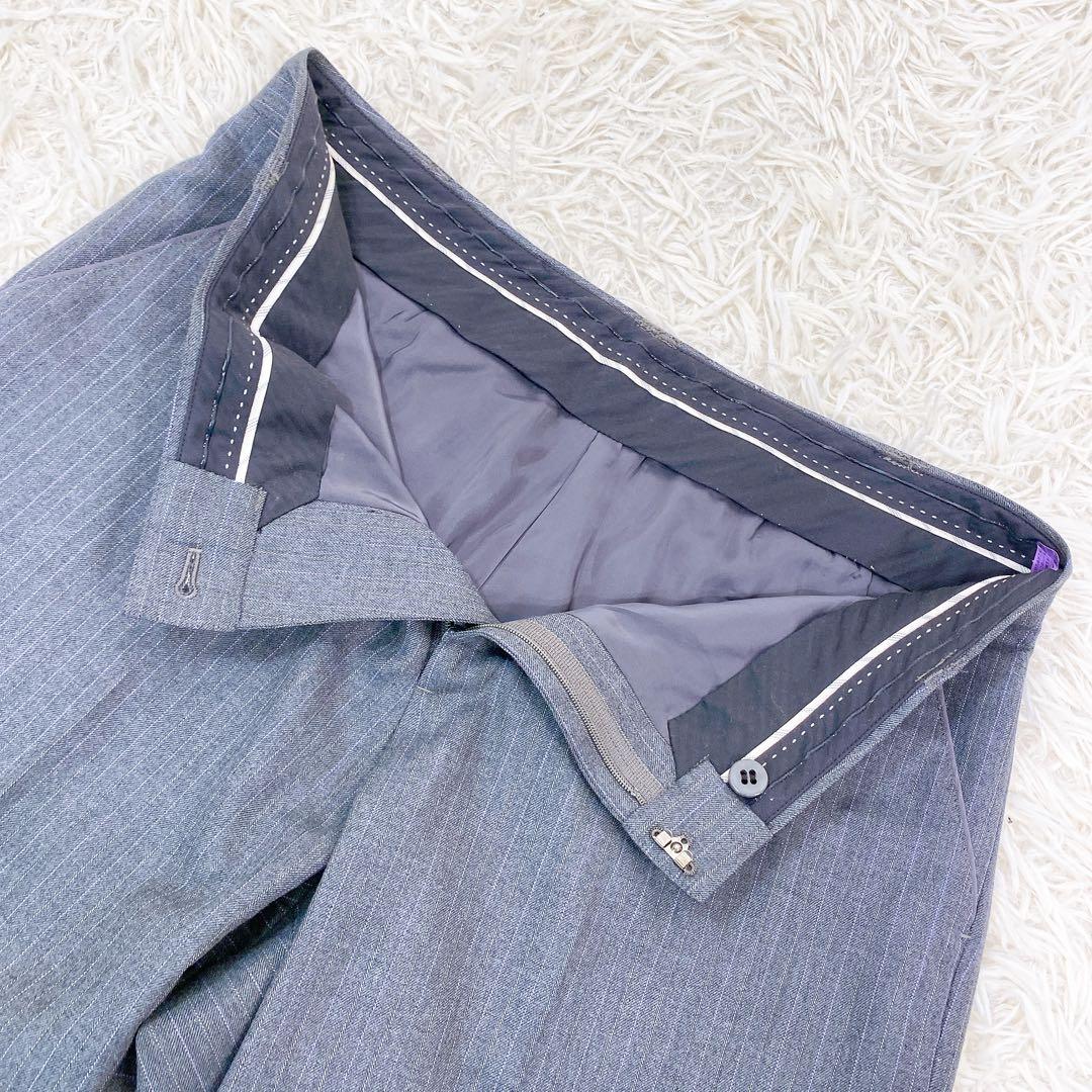 【美品】ニューヨーカー　高級シルクブレンドストライプセットアップパンツスーツ