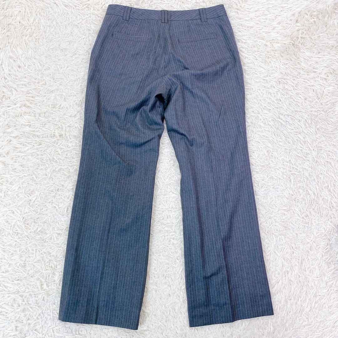 【美品】ニューヨーカー　高級シルクブレンドストライプセットアップパンツスーツ