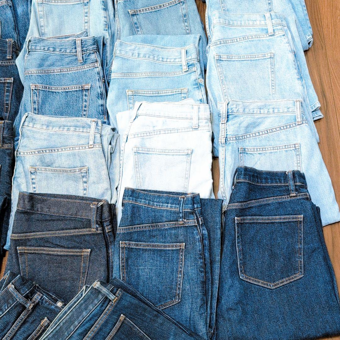 薄い色 濃い色デニムパンツ まとめ売り40本 リメイク リペア ハンドメイド