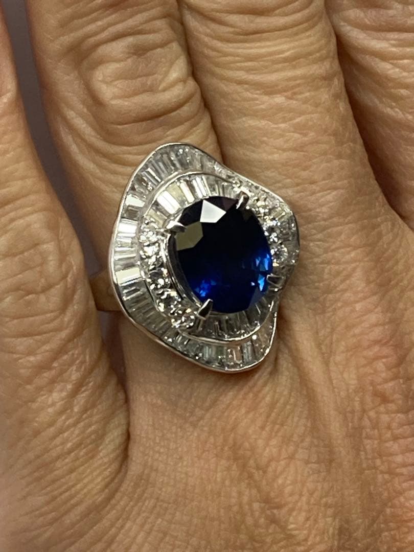 fantasyプラチナ天然サファイア7.45カラットリング