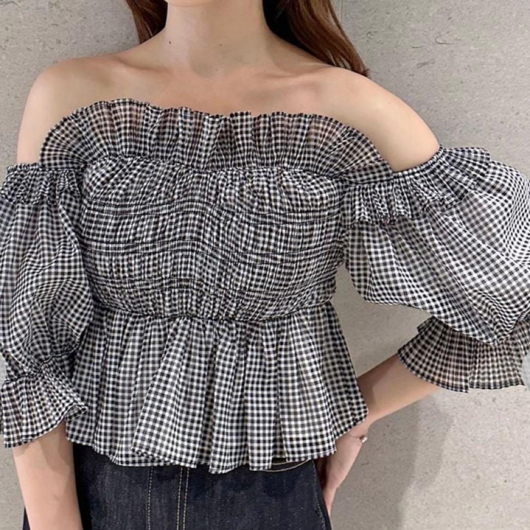 snidel Sustainableギャザーオフショルブラウス　スナイデル