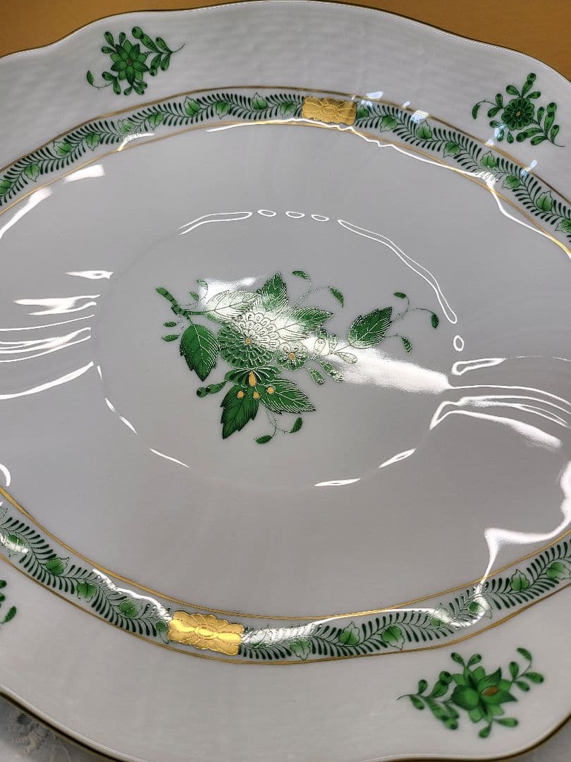 未使用✨ヘレンド アポニー グリーン オーバルプレート 大皿 楕円形 箱付き②