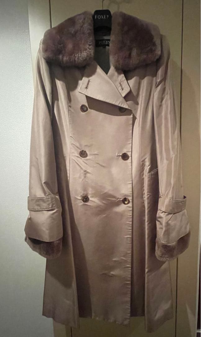 FOXEY♡シルク生地トレンチコート♡ファー取り外し可