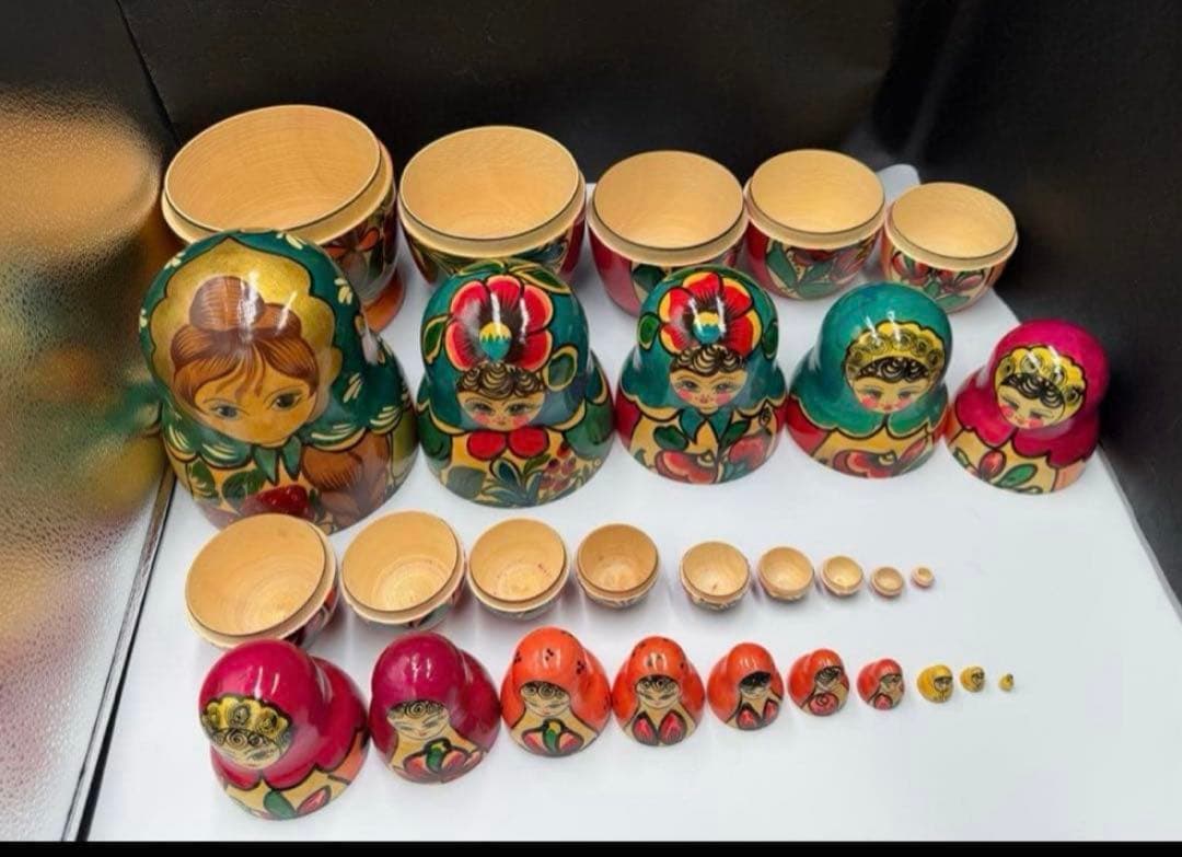 セール‼️ソビエト　アンティーク　マイダン地方　マトリョーシカ　15組　現状