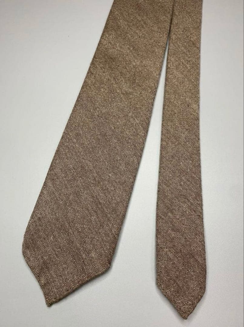 HERMES-PARIS ブラウン ネクタイ カシミア エルメス ソリッド