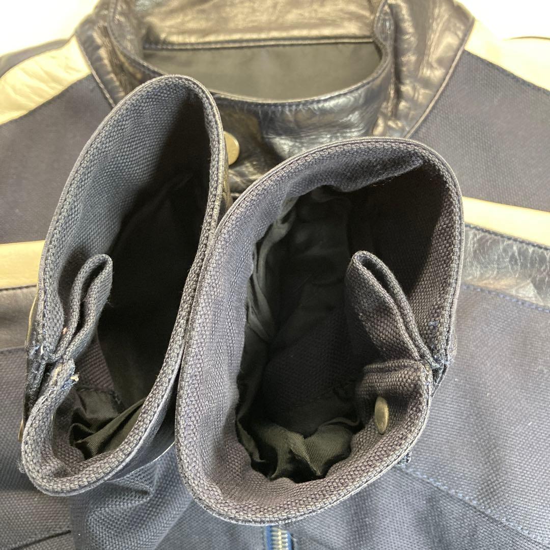 dunhill ネイビー　黒羊革トリム　ライダース　ドライビングジャケット　M