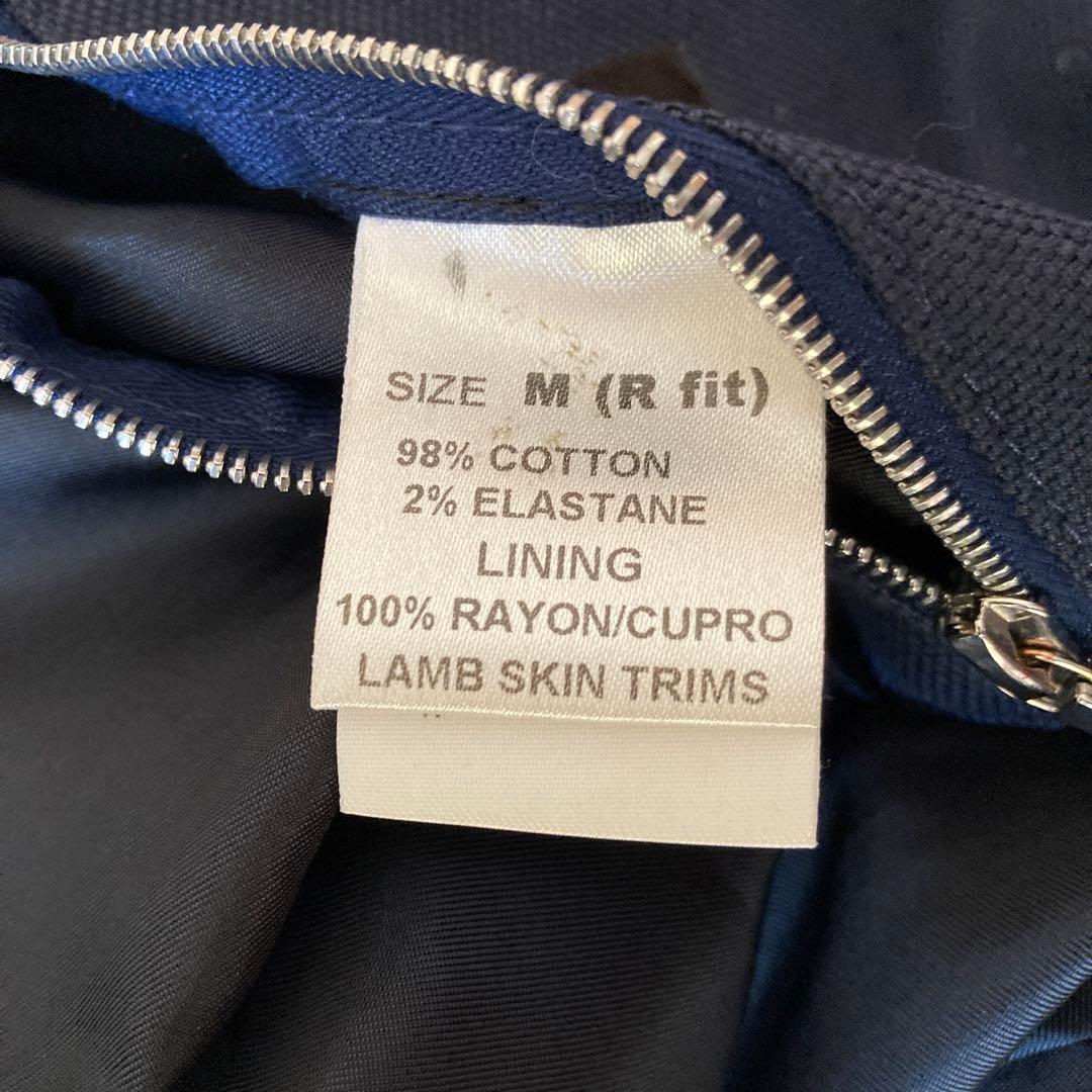 dunhill ネイビー　黒羊革トリム　ライダース　ドライビングジャケット　M