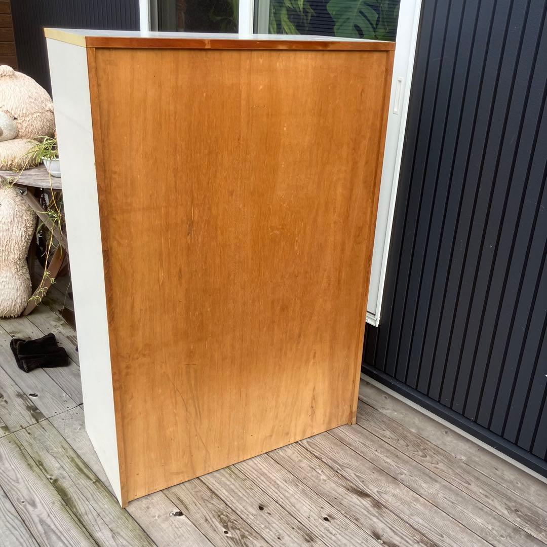 昭和レトロ 薔薇柄 花柄 木製チェスト 6段7杯 タンス 古家具 ビンテージ 緑