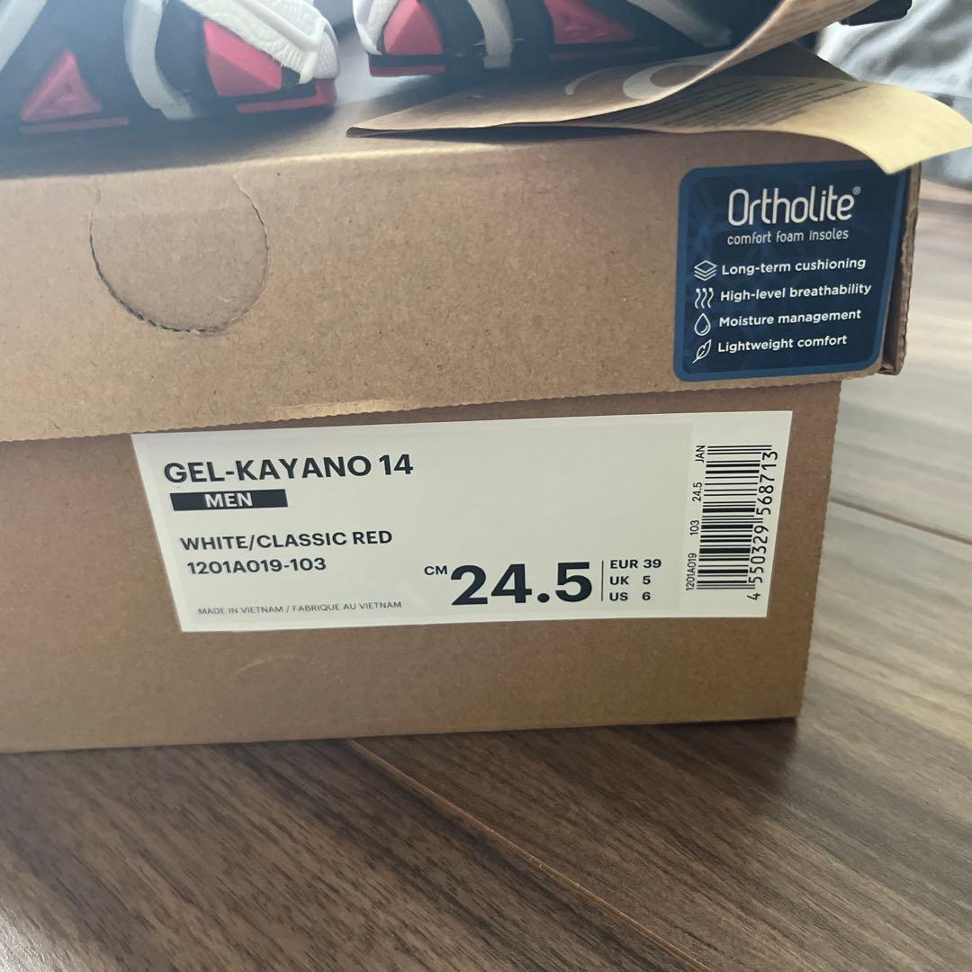 靴 asics GEL-KAYANO 14 WHITE/CLASSIC RED