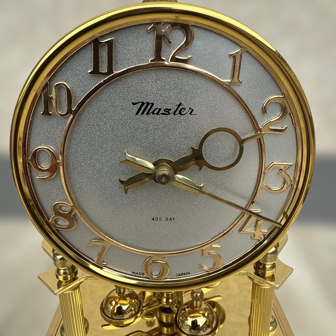 Master 400-Day 置時計 ガラス製 金色　ゼンマイ巻き式　レトロ