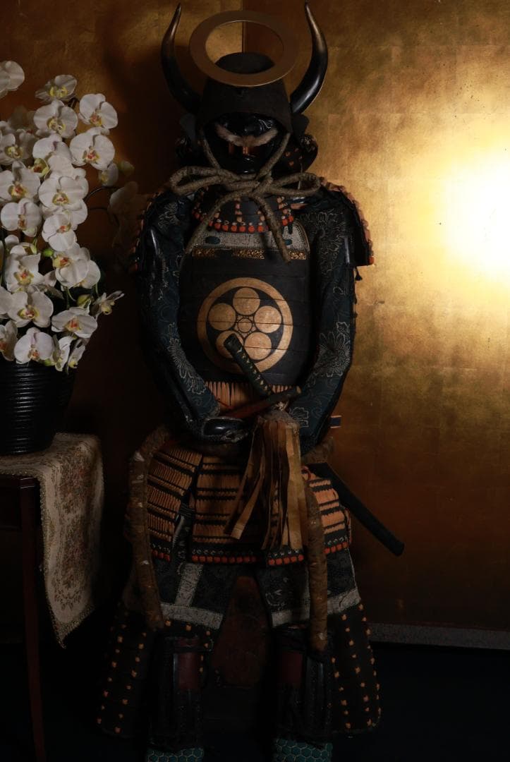 BE833　時代武具　日輪前立　鎧　甲冑一式　兜　五曜紋　鎧櫃