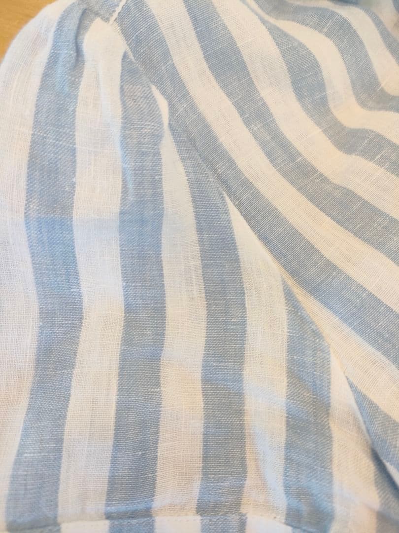 新品 ポロラルフローレン　リネンストライプシャツ　ブルー　XS 半袖