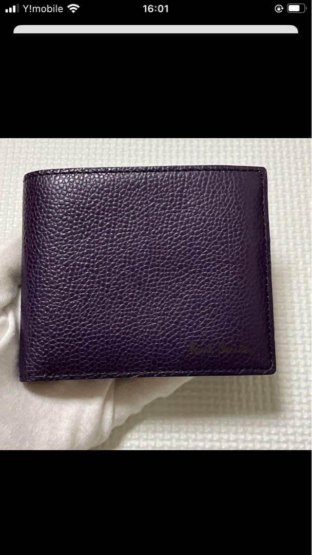 未使用　PaulSmithポールスミス　レザー二つ折り財布　ダークパープル