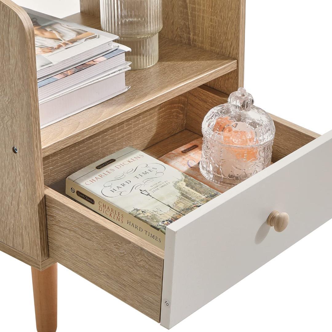 多機能 引出し ナイト ベッド周り収納 サイドテーブル 北欧