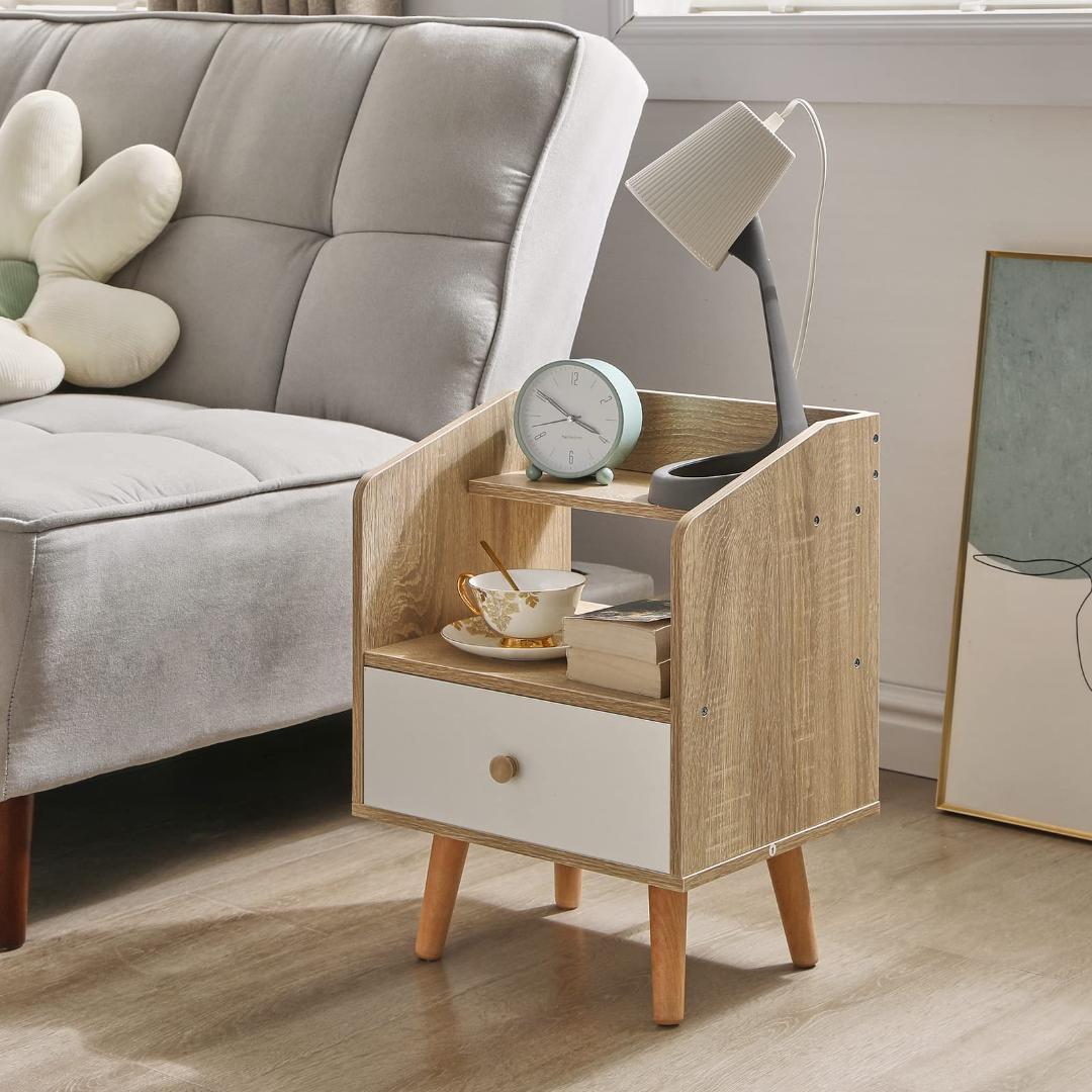 多機能 引出し ナイト ベッド周り収納 サイドテーブル 北欧