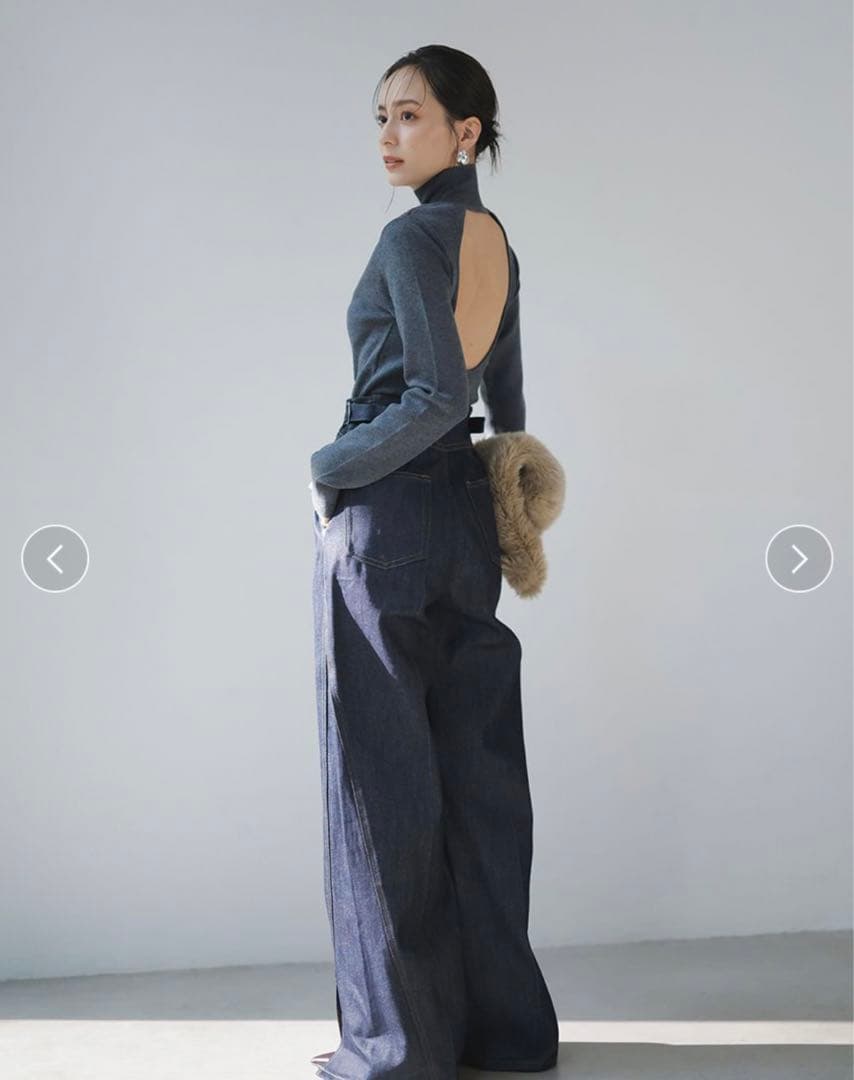 anuans バックオープンニットトップス/カップイン