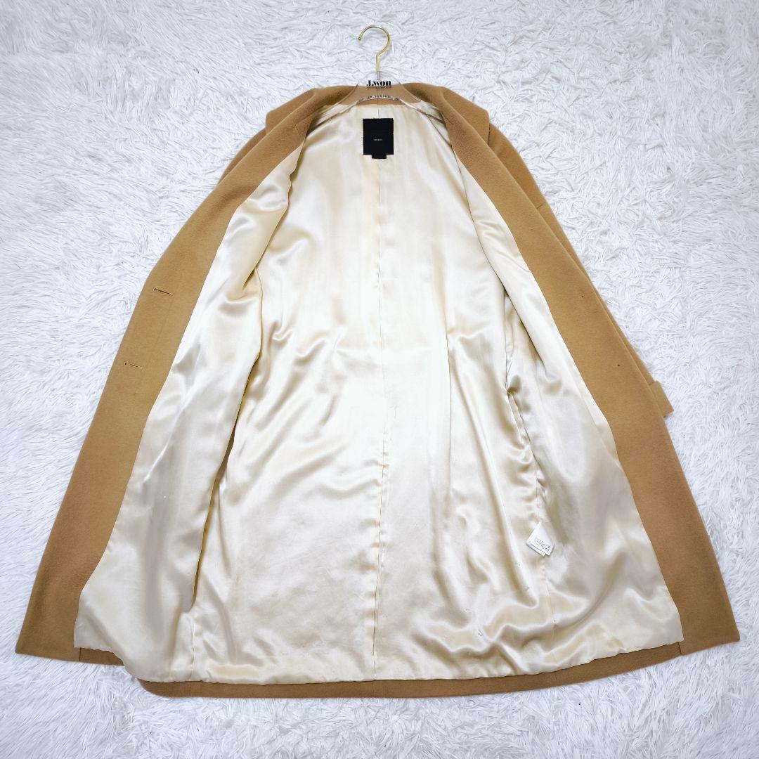 未使用級EFFEBEAMS カシミヤ100% ベルテッドロングコートキャメル36