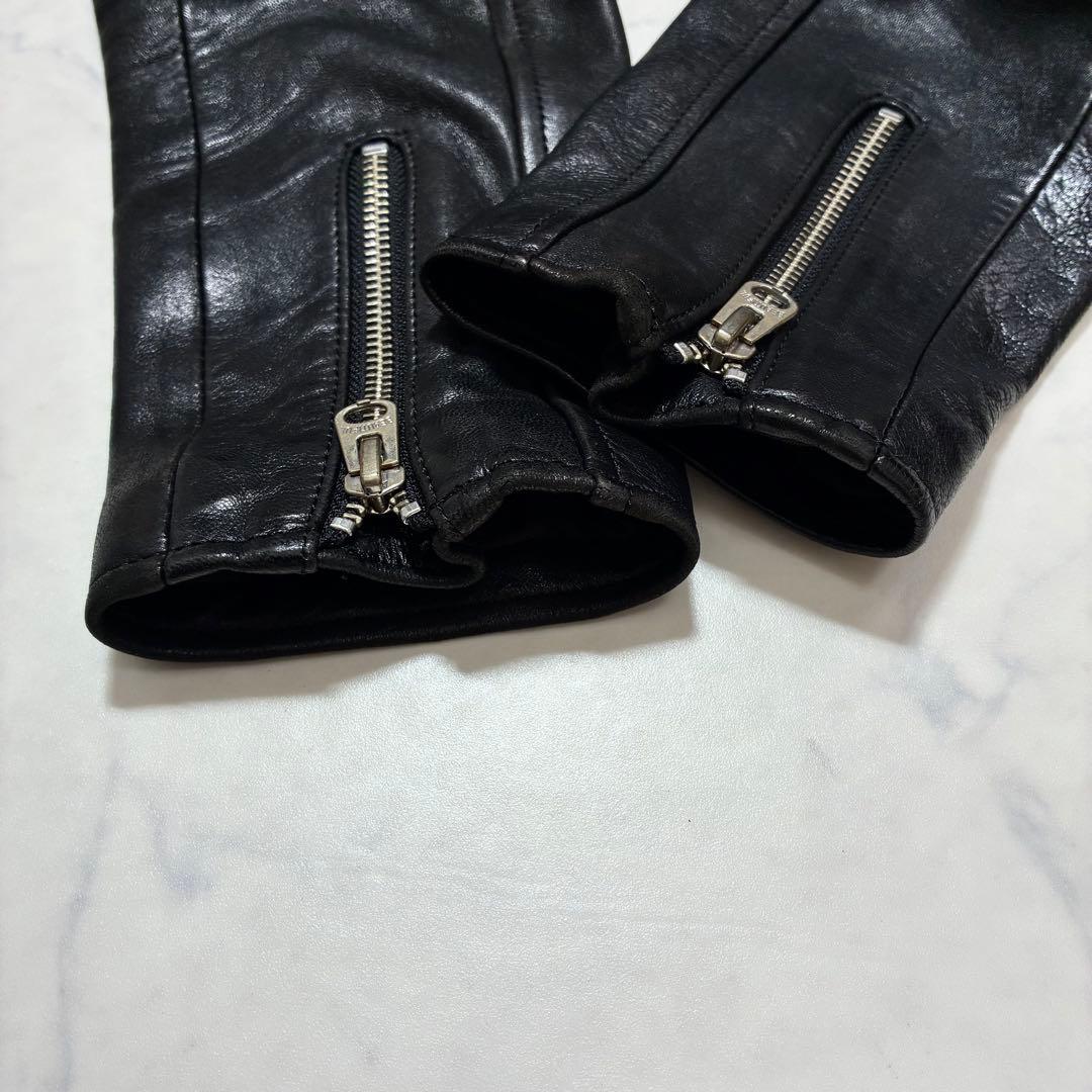 美品✨ビューティフルピープル　ダブルライダース ラムレザー 羊革 160 黒