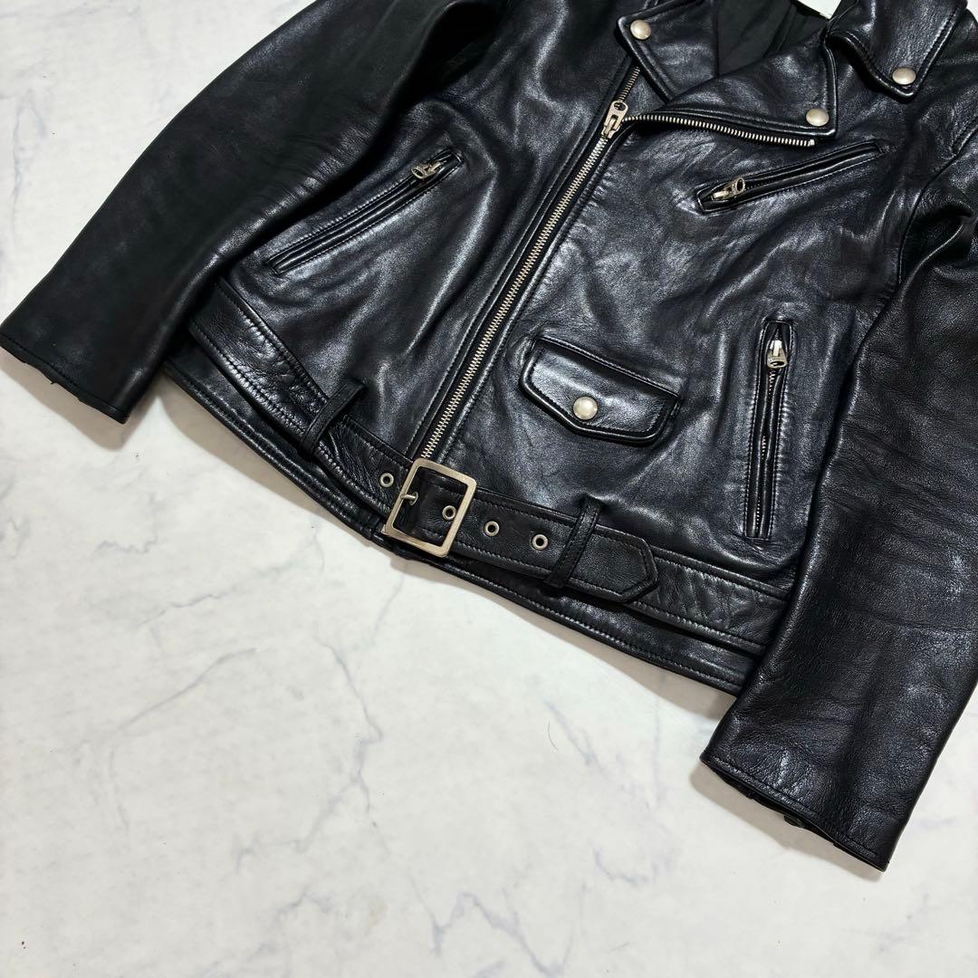 美品✨ビューティフルピープル　ダブルライダース ラムレザー 羊革 160 黒