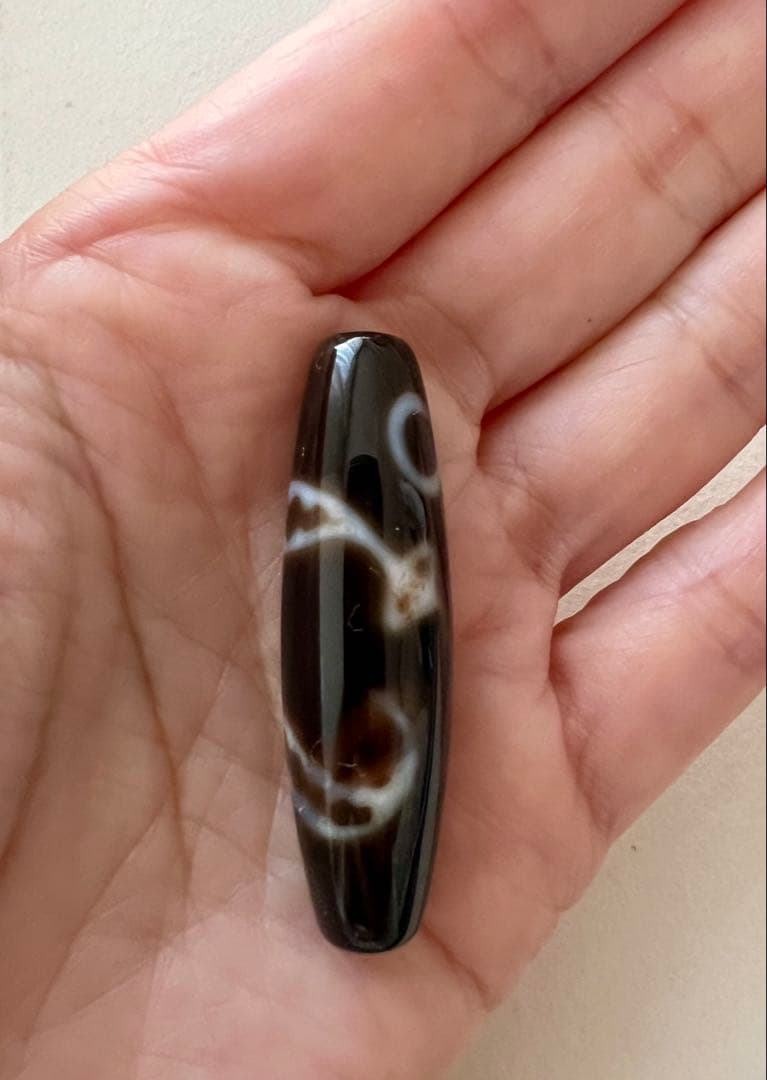 超希少！ 製造終了！ 二眼ニ龍 ツチノコ天珠 土龍 天珠 約4センチ 未使用