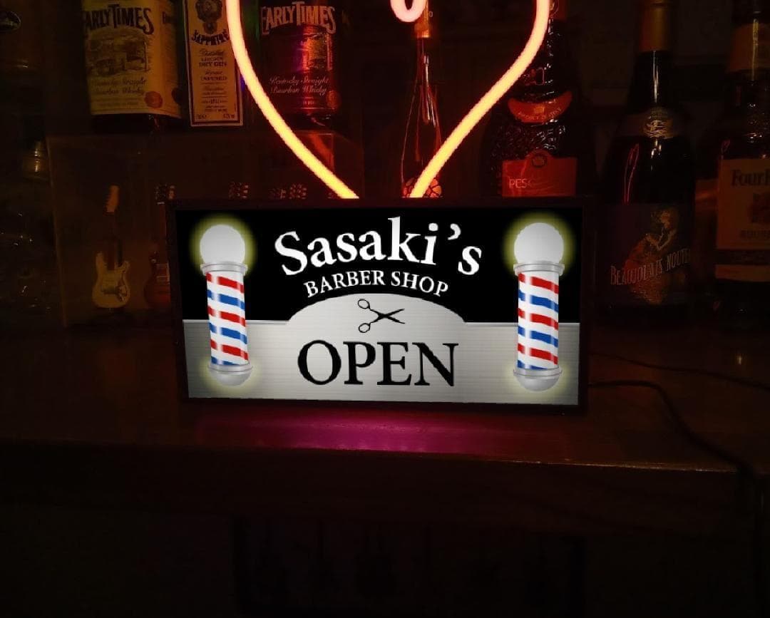 【Lサイズ】バーバー 理容室 ヘアーサロン 床屋 看板 置物 雑貨 ライトBOX