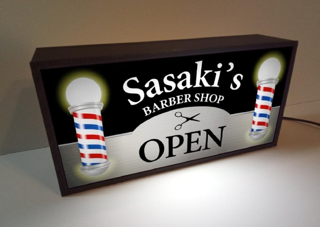 【Lサイズ】バーバー 理容室 ヘアーサロン 床屋 看板 置物 雑貨 ライトBOX