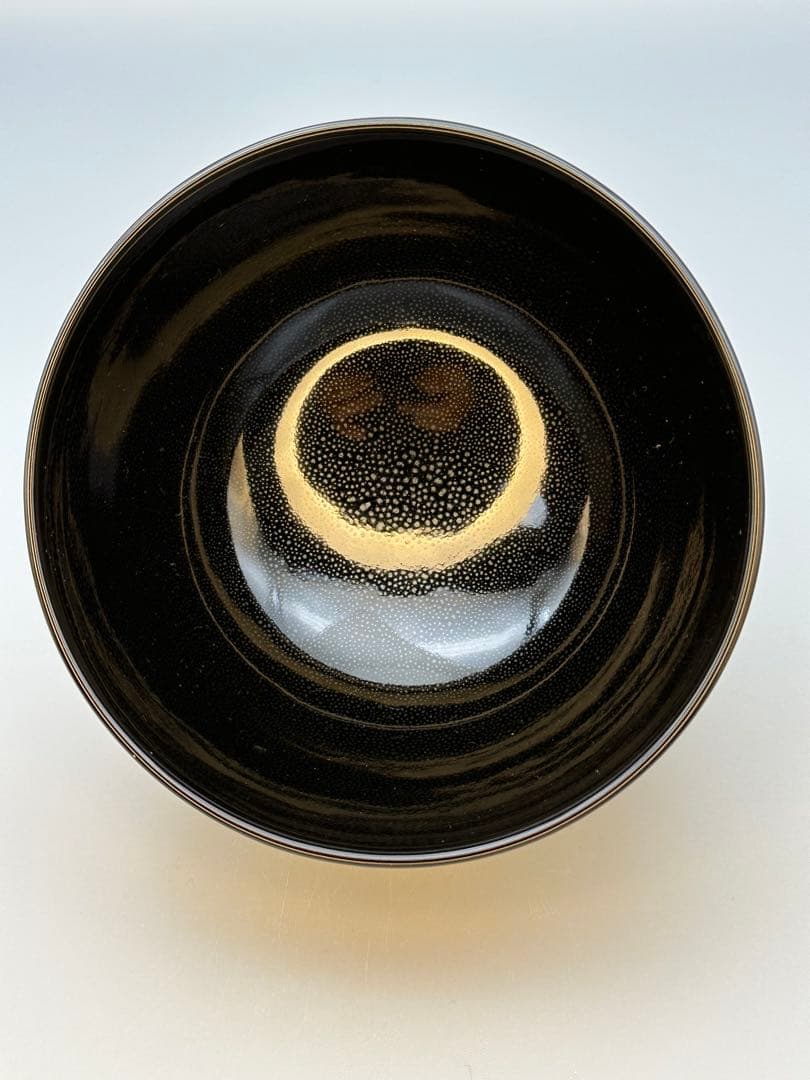 茶道具茶碗　高橋道八　黒秞金欄鶴