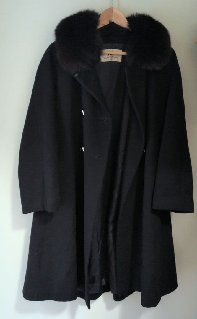 美品　クレージュ　カシミア　コート　ブルーフォックス　サイズ9AR