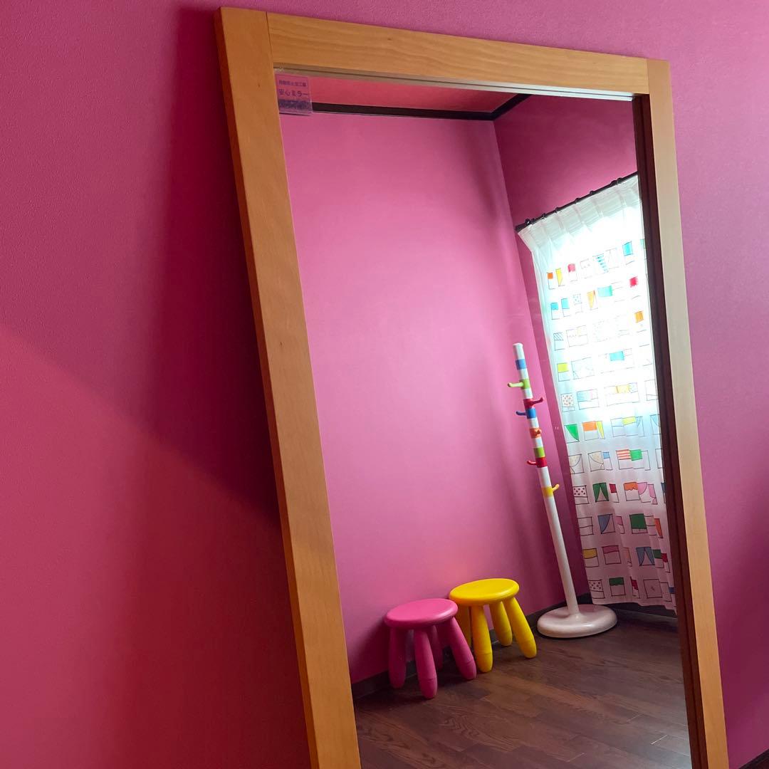 【送料込み】大型鏡　全身鏡　姿見　壁かけ鏡　置き鏡　木製