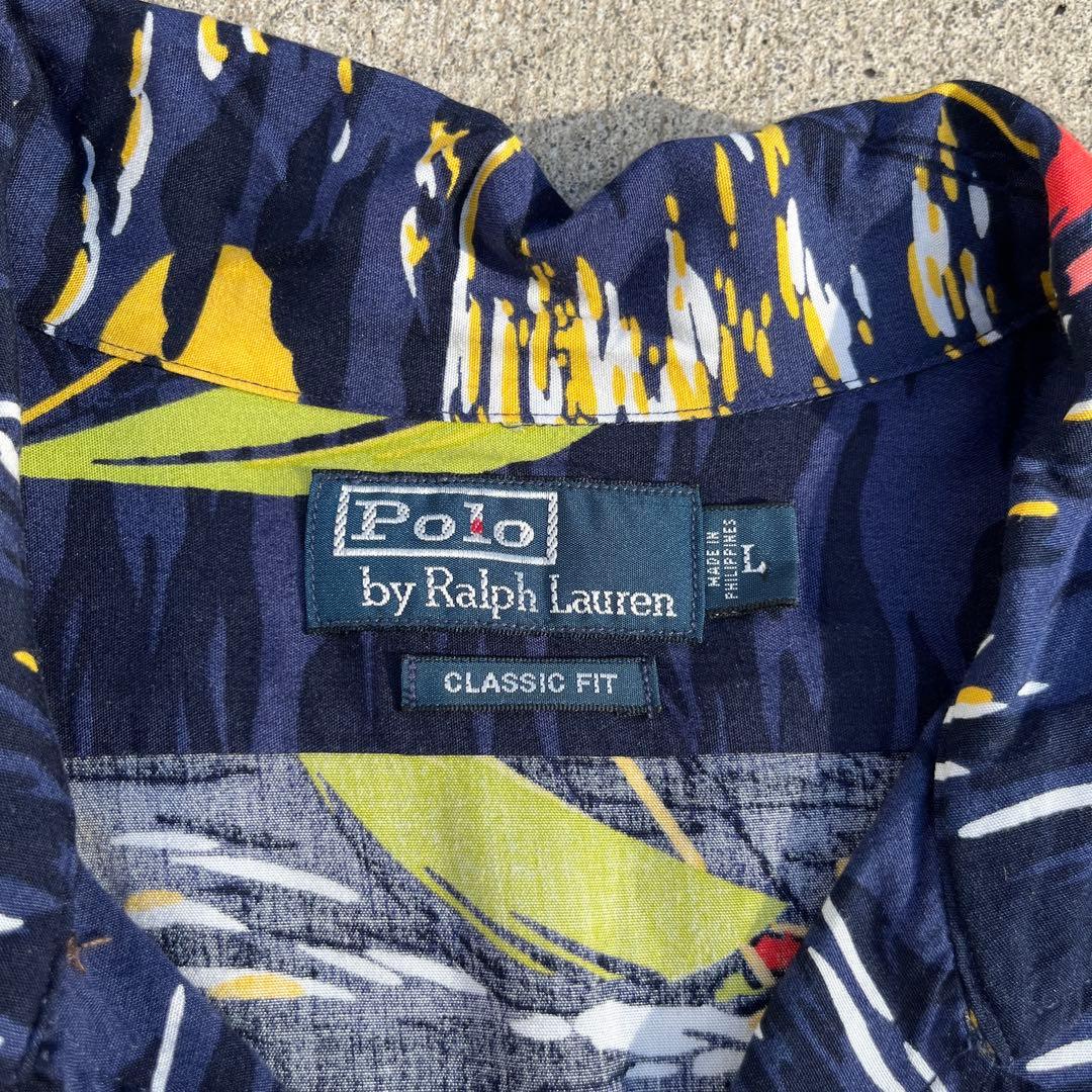 Lサイズ ポロ ラルフローレン ハワイアンシャツ アロハシャツ ヨット 90’s