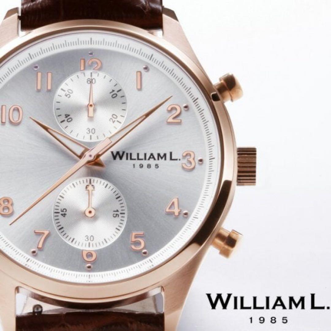 ウィリアムエル 腕時計 メンズ クロノグラフ シンプル 革 レザー ベルト