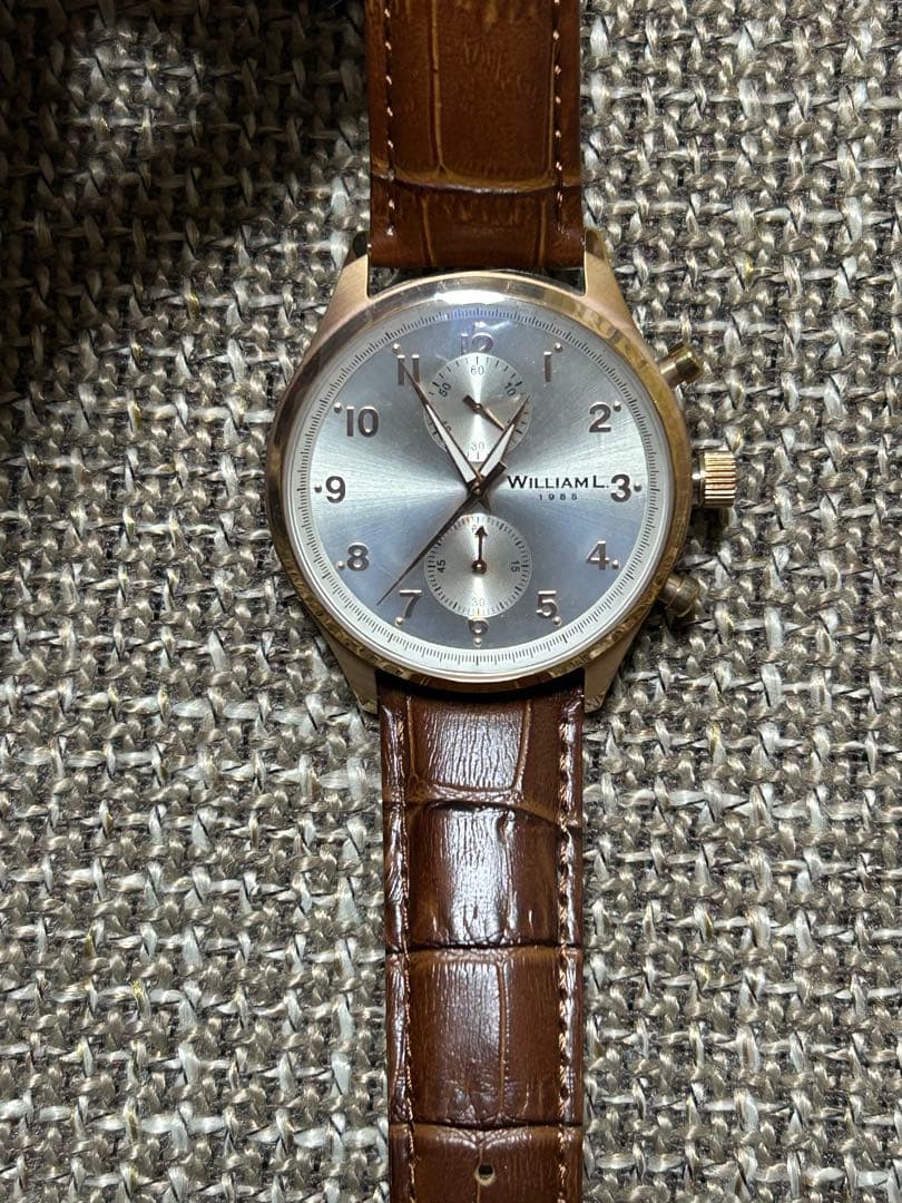 ウィリアムエル 腕時計 メンズ クロノグラフ シンプル 革 レザー ベルト