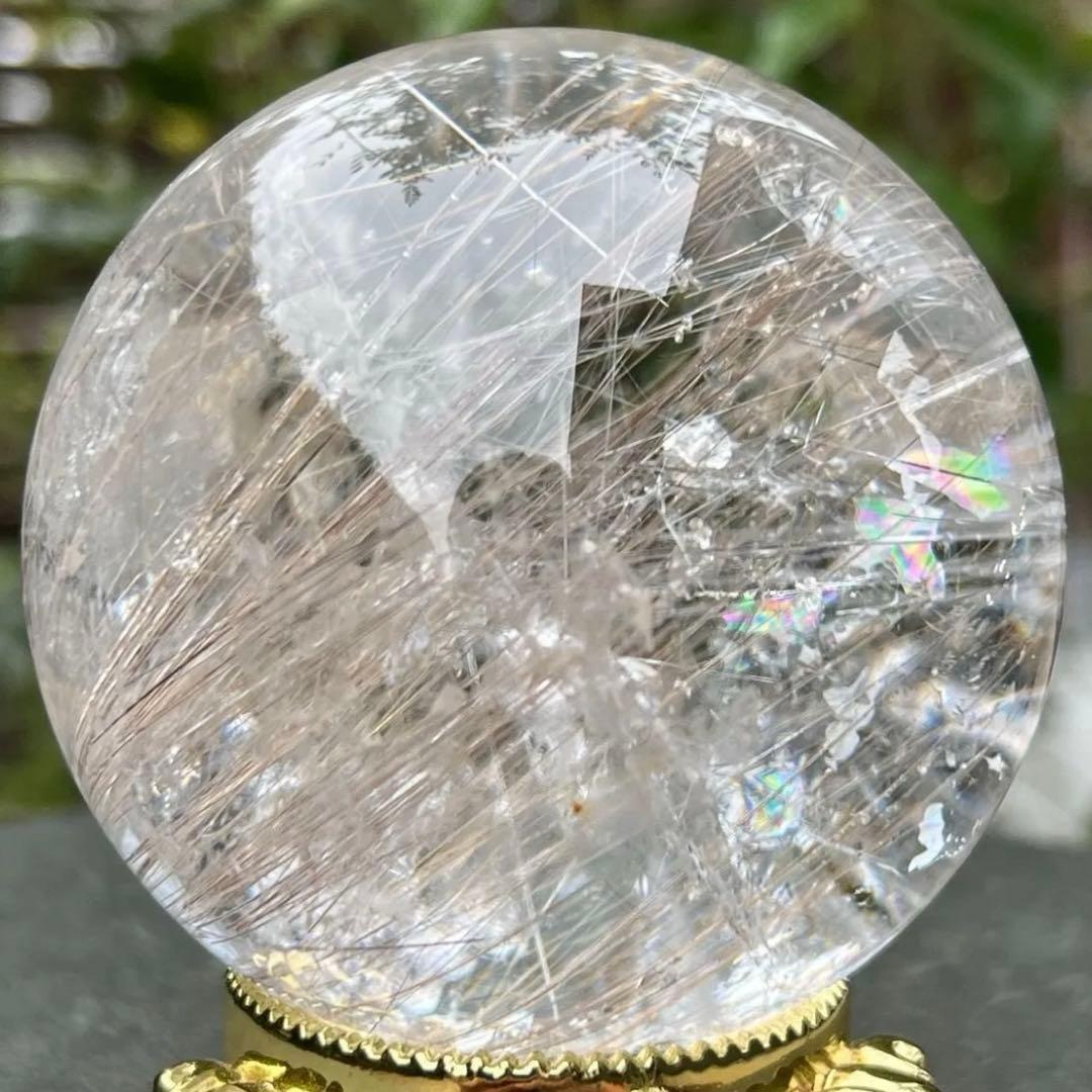 超激煌 美宝珠 極上別格品 ルチルインクォーツ 丸玉 天然石 プラチナ シルバー