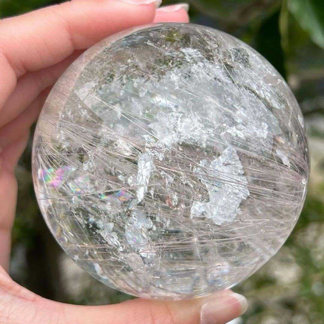 超激煌 美宝珠 極上別格品 ルチルインクォーツ 丸玉 天然石 プラチナ シルバー