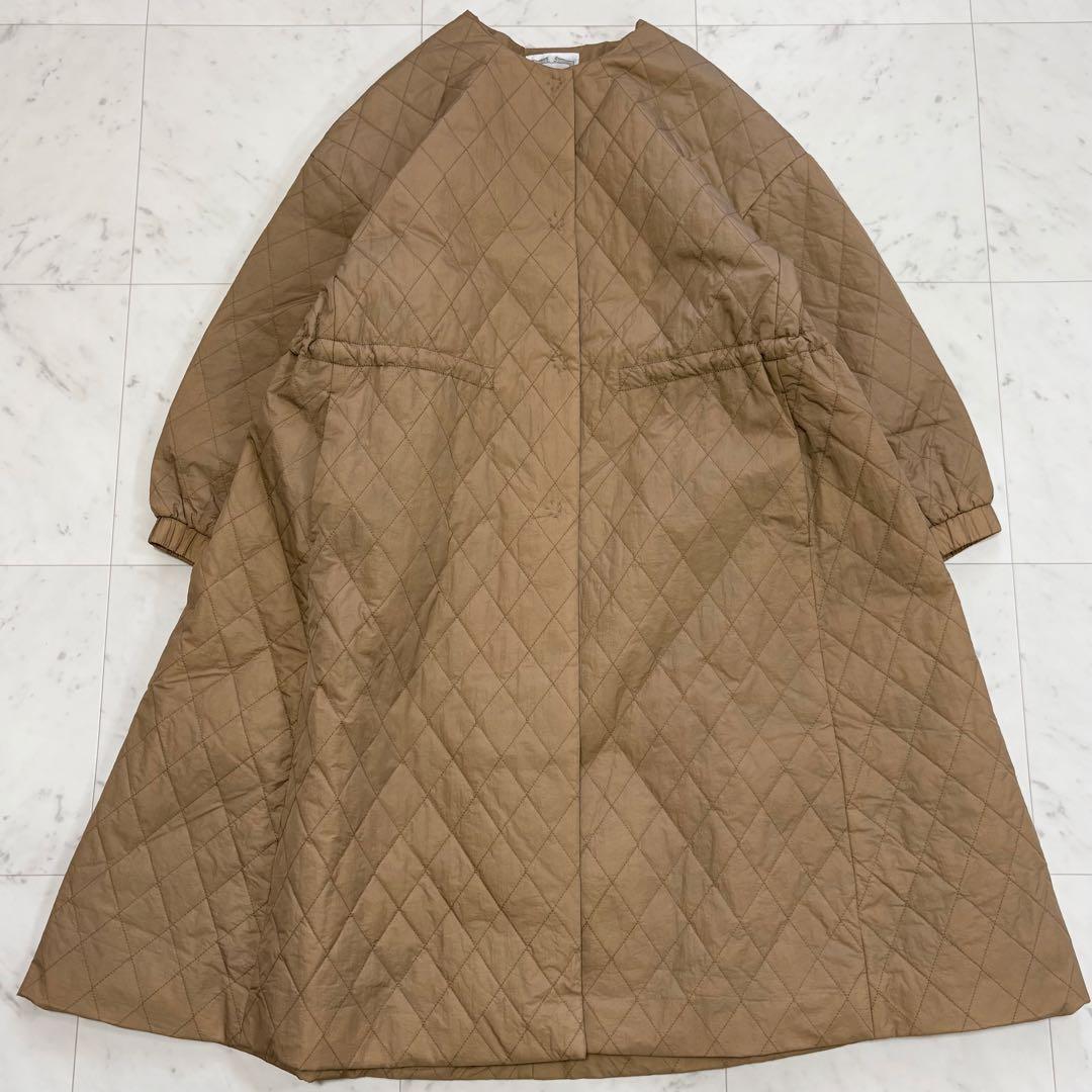 極美品✨ビアズリー　バルーン袖キルトコート　キャメル　ロングコート　キルティング