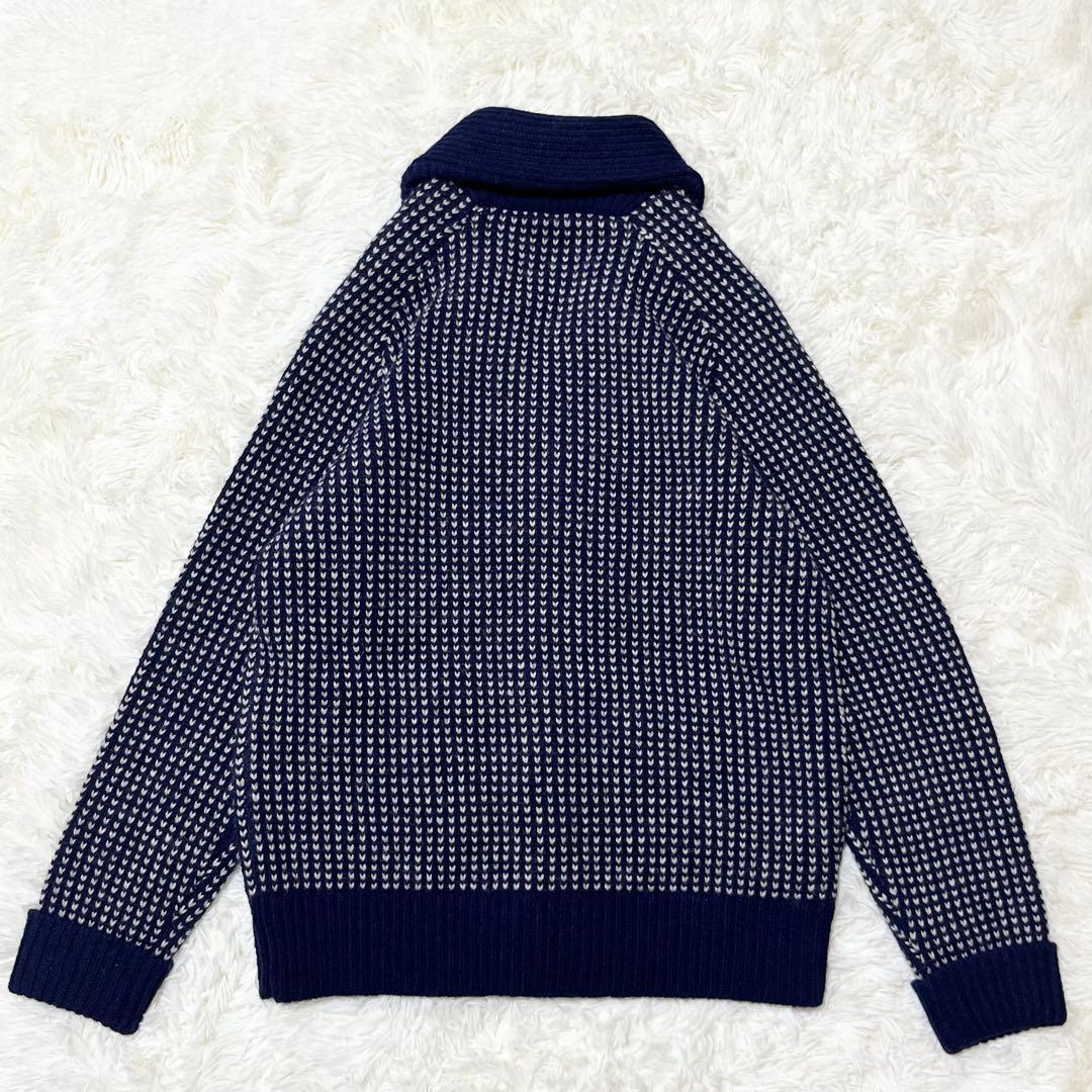 タグ付未使用 L.L.Bean バーズアイ ショールカラーウールカーディガン L