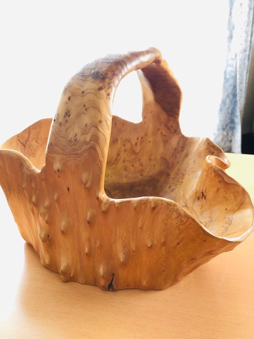 アンティーク丸太くり抜き　切り株　バスケット