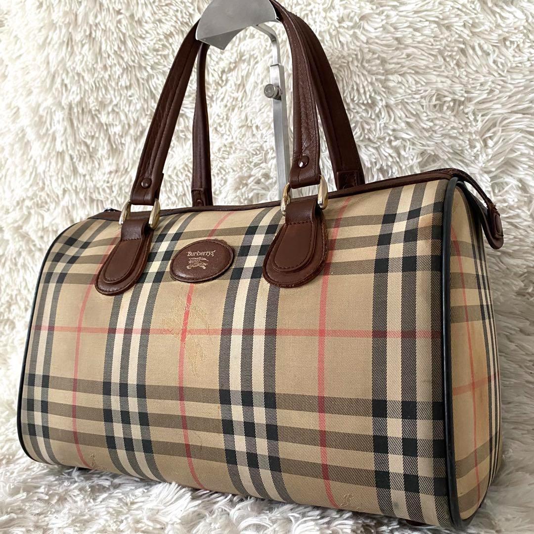 バーバリー 大容量ボストンバッグ ノバチェック 肩掛け シャドーホース A4対応