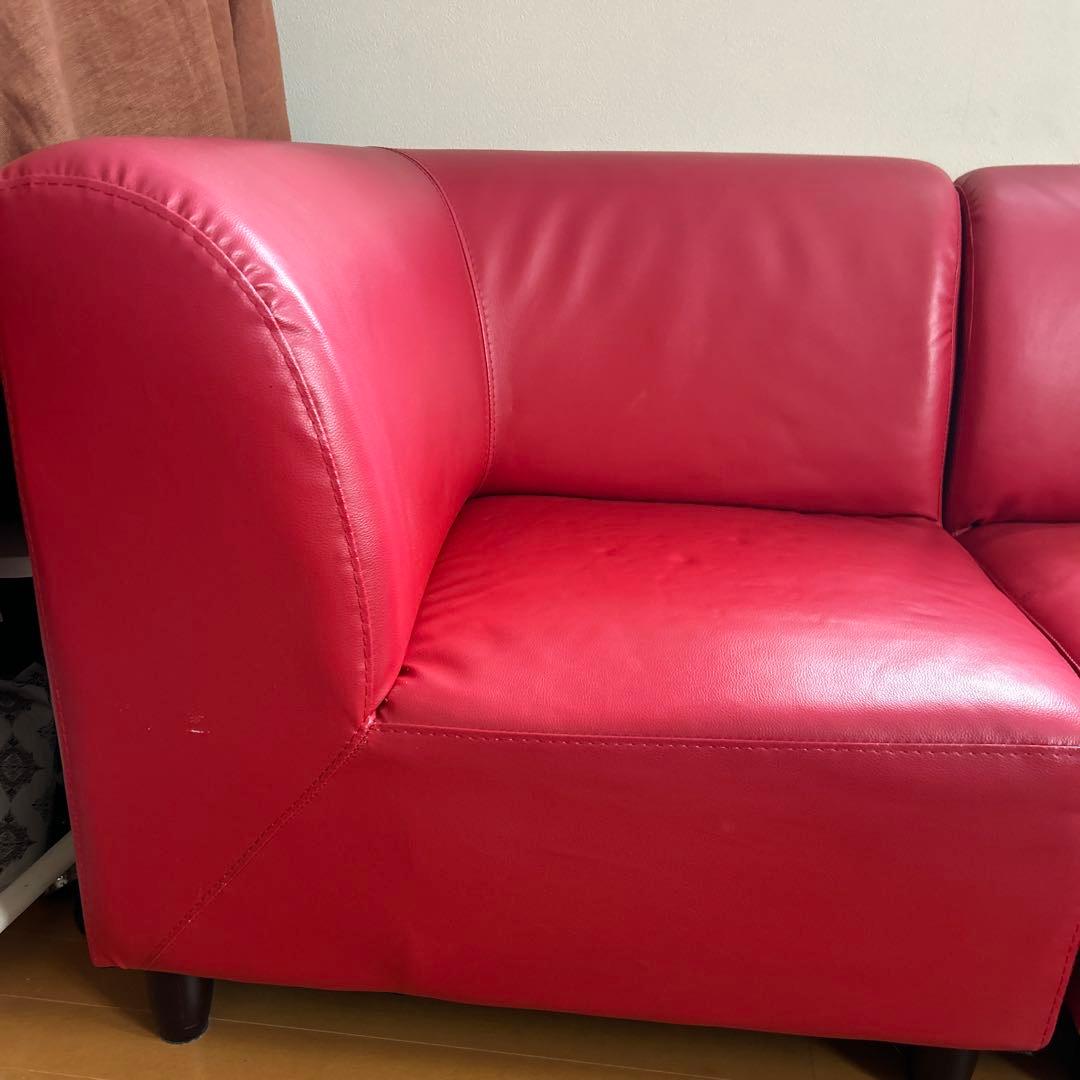 赤　ソファ　ソファー　L字型ソファ　コーナーソファ　2つセット