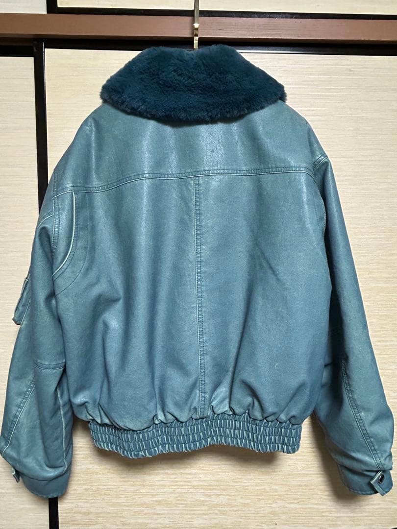 SLY ヴィンテージフェイクレザーブルゾン　ブルー美品♡お値下げ相談のります♪