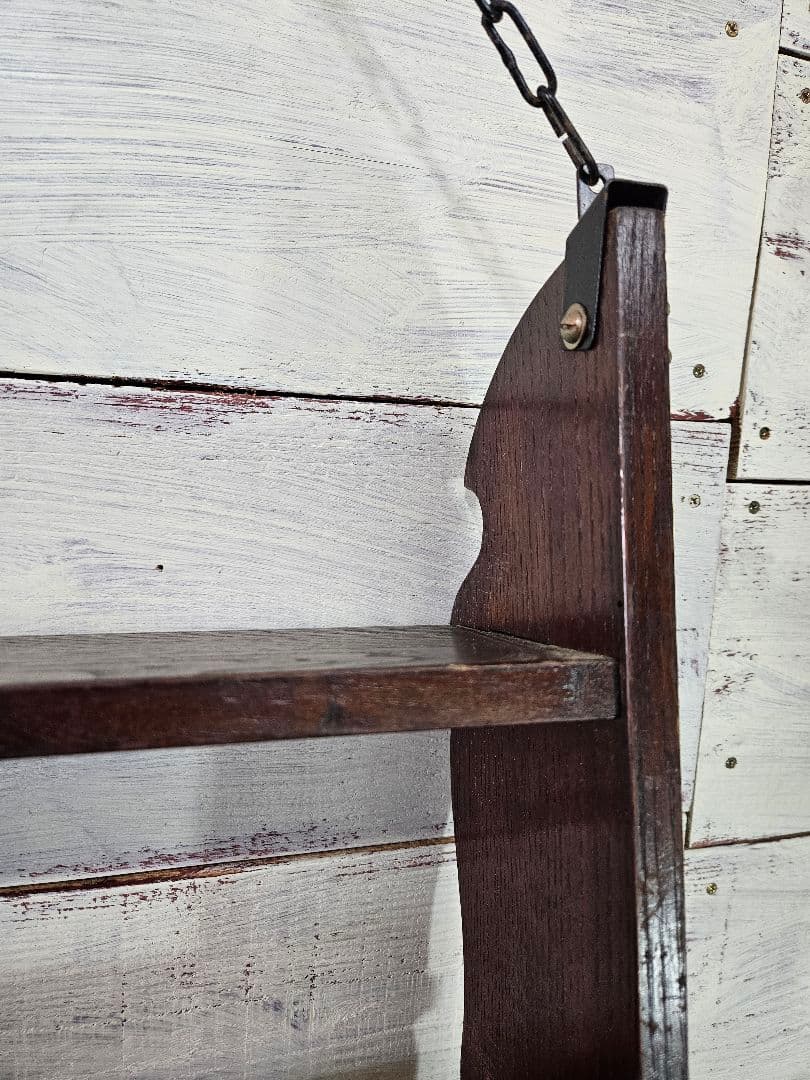 ジャパンヴィンテージ 古い無垢のウォールシェルフ 楔式 壁掛け 飾り棚 3段