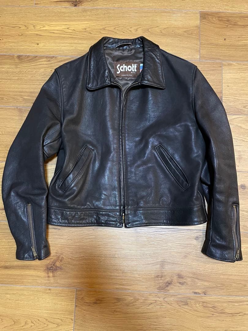 サウザー✨Schott USA製 茶タグ シングルライダース ジャケット