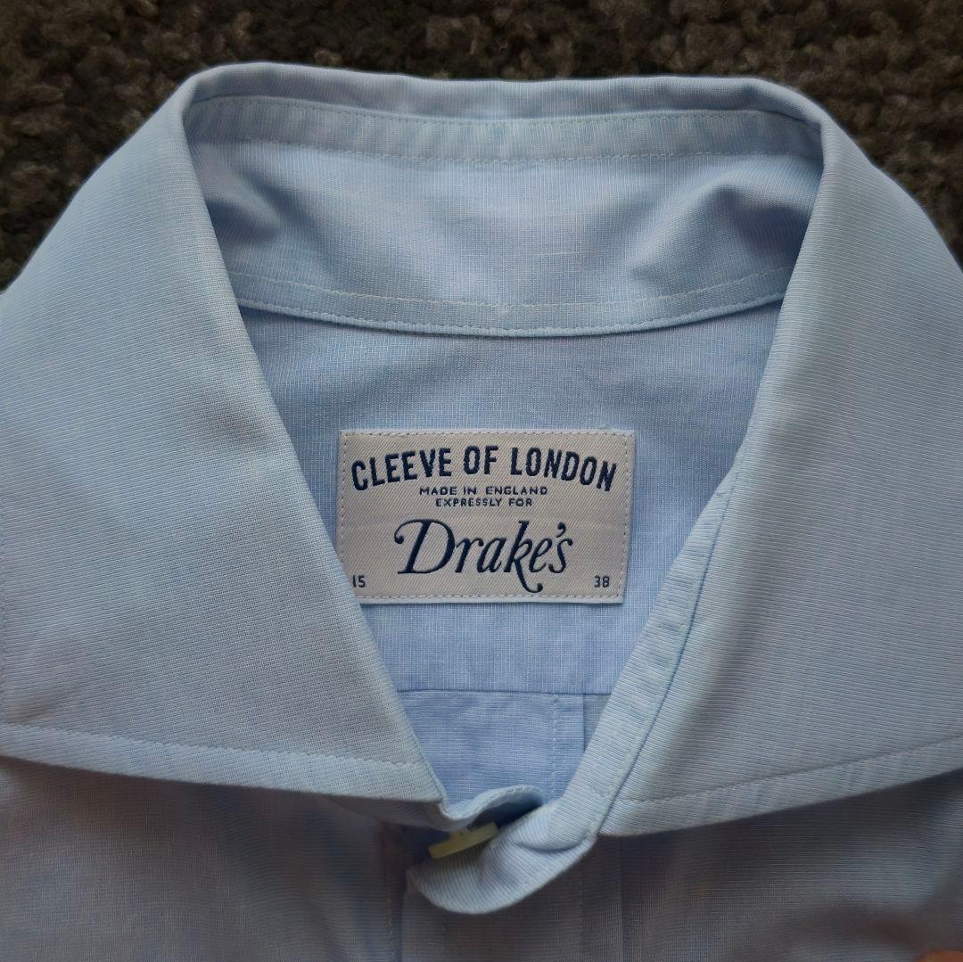 Drake’s セミワイドカラー ドレスシャツ ブルー